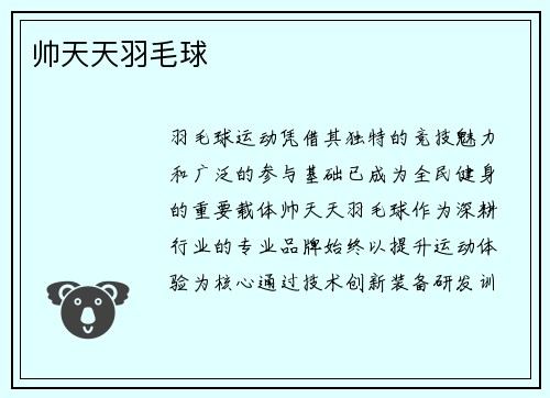 帅天天羽毛球