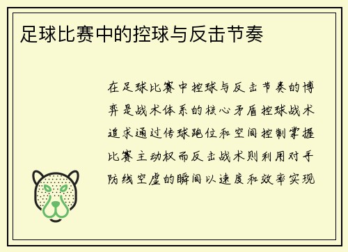 足球比赛中的控球与反击节奏