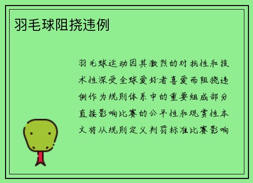 羽毛球阻挠违例